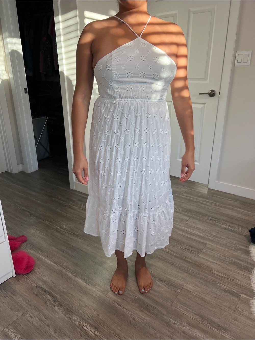 Move out sale: White Eyelet Maxi Dress with Adjustable Straps